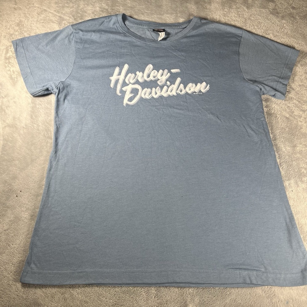 Harley Davidson Womens XL Shirt Blue‎ Caliente Timeless Legend San Antonio Texas